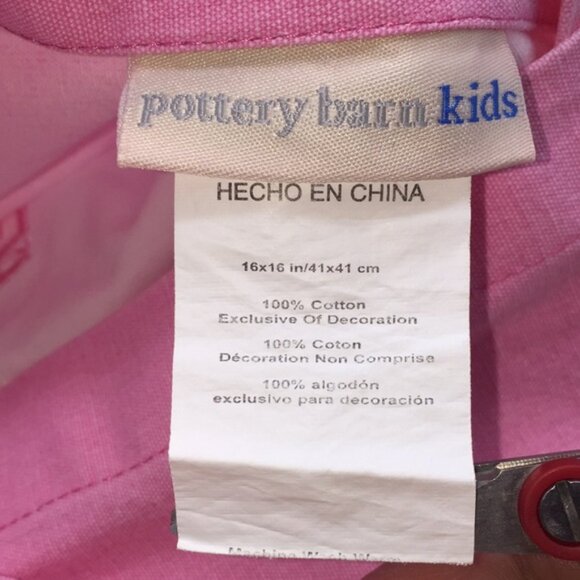 Pottery Barn Kids Canvas Star Pink  White Pillow Sham 16 in x 16 in - Picture 6 of 9